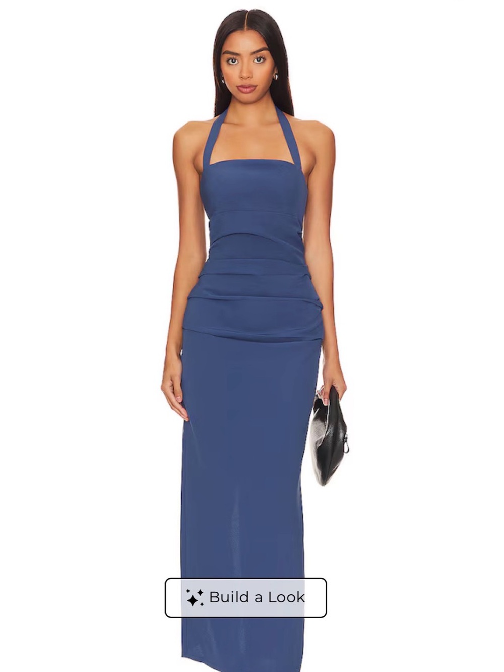 Lioness Halter Ruched Maxi Dress in Deep Blue